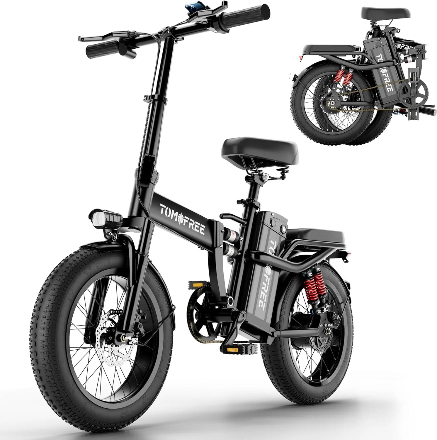 T1 Electric Bike for Adults 1200W Motor, 31MPH, 48V 20AH Folding E-Bike,16 * 3 Tire Mountain Snow Bike LED Display 330lbs Load Capacity - Tomofree Bla