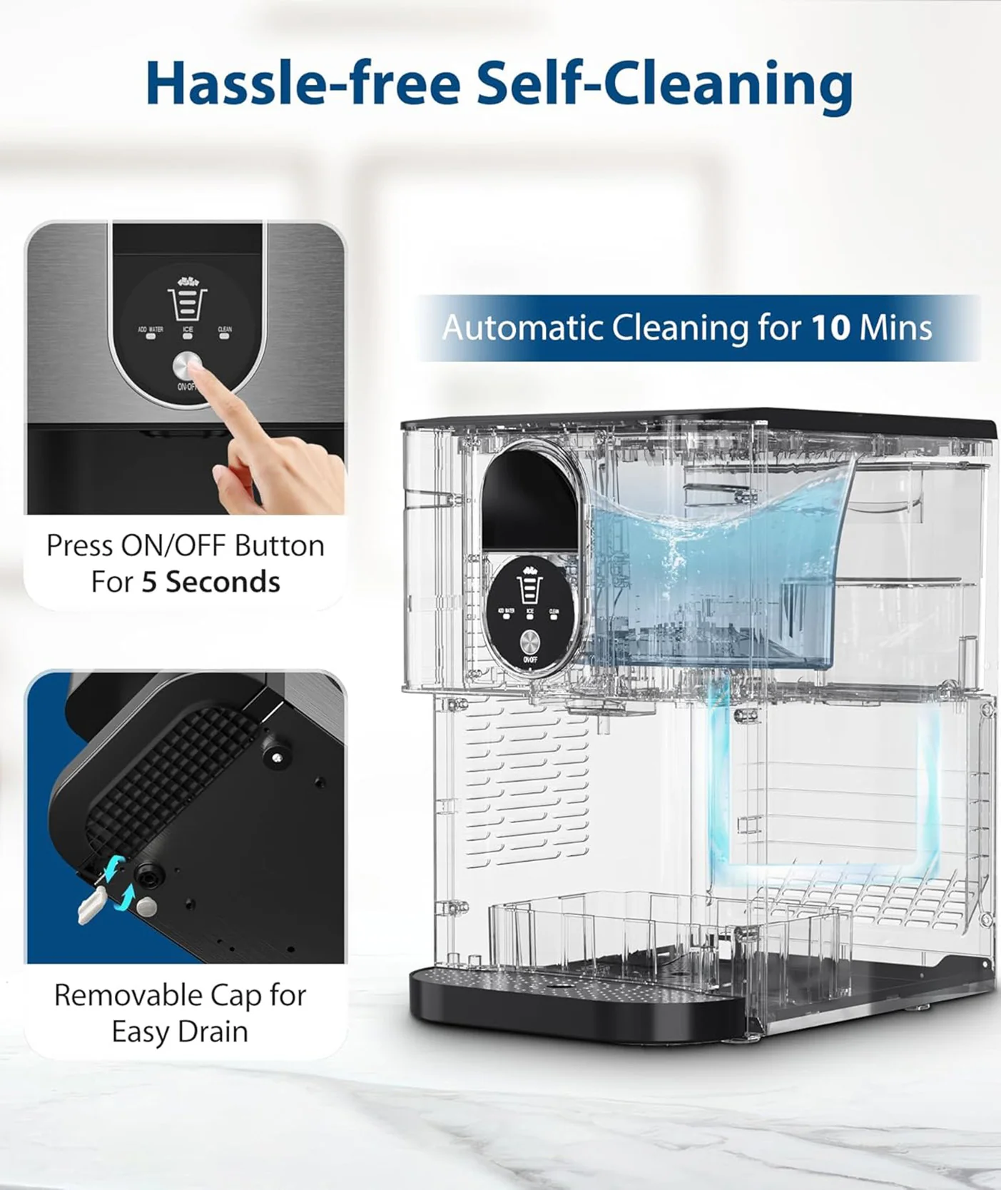 44lbs/24H Nugget Ice Maker Countertop Dispenser - Black