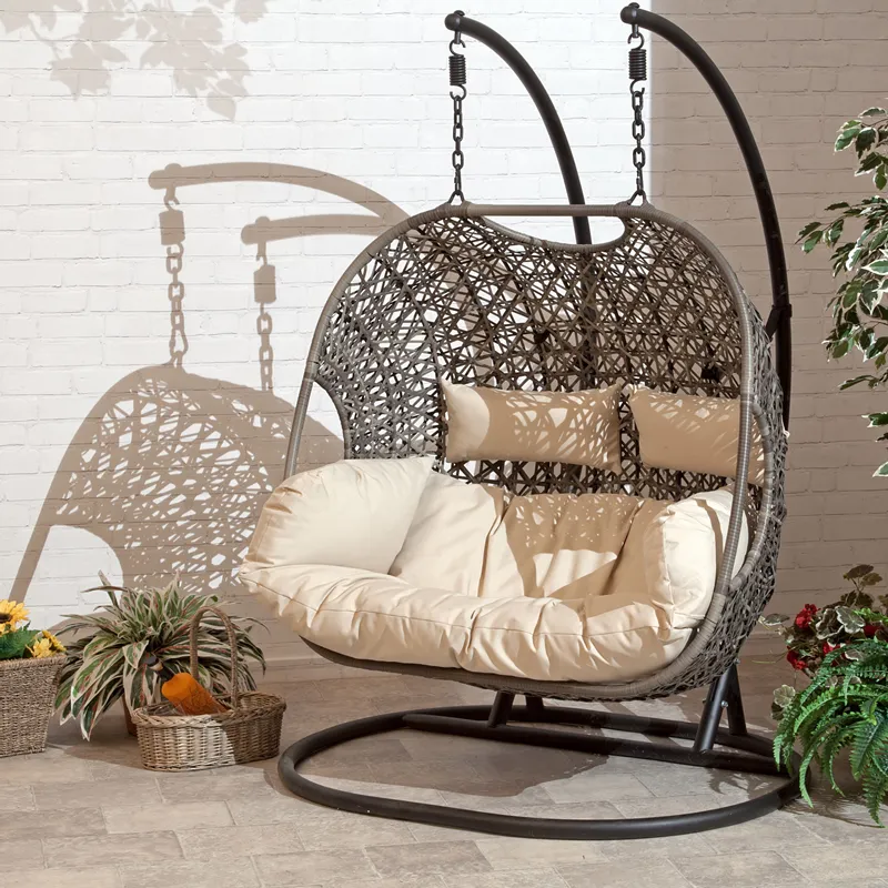 2025 Patio wicker swing chair - Brown