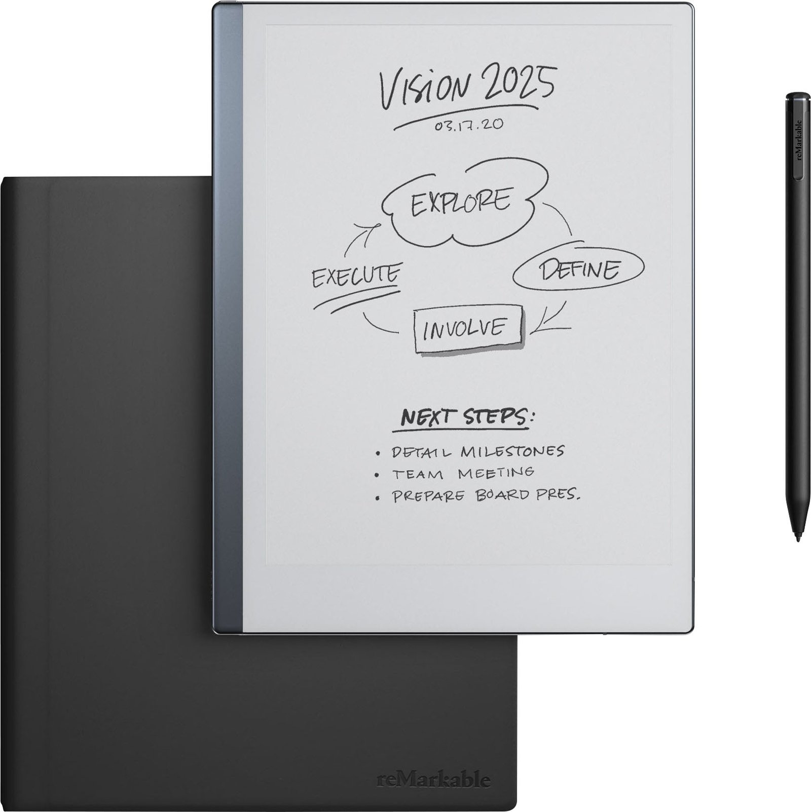 reMarkable 2 ??10.3??Paper Tablet with Marker Plus and Premium Leather Book Folio ??Black