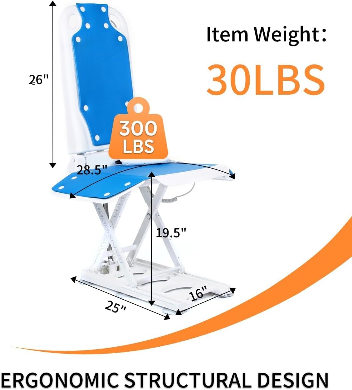 Electric Chair Lift, Get Up from Floor, Floor Lift for Elderly, Can be Raised to 20 ? Help You Stand Up Again, Support Up to 300 LBS, Item Weight 30 L
