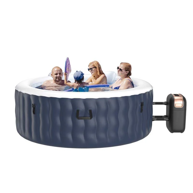 4-Person SaluSpa Inflatable Hot Tub Spa with 108 Massage Bubble Jets, Air Pump, Filter Cartridge & Cover, Portable Outdoor Blow Up Spa - Blue