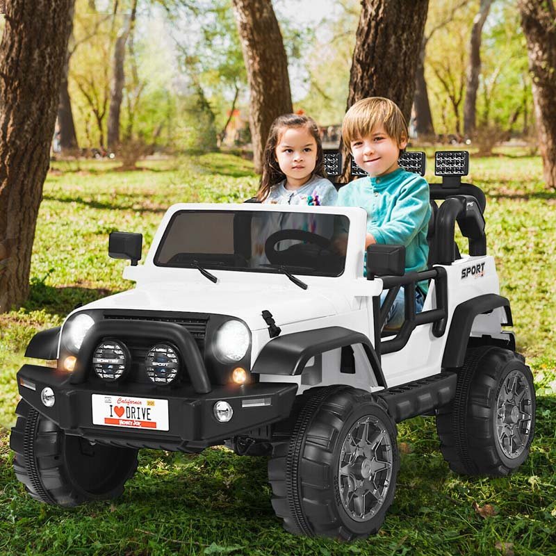 2-Seater Kids Ride on Truck, 12V Battery Electric Toddler Motorized Vehicles Riding Toy Car with Remote Control - White