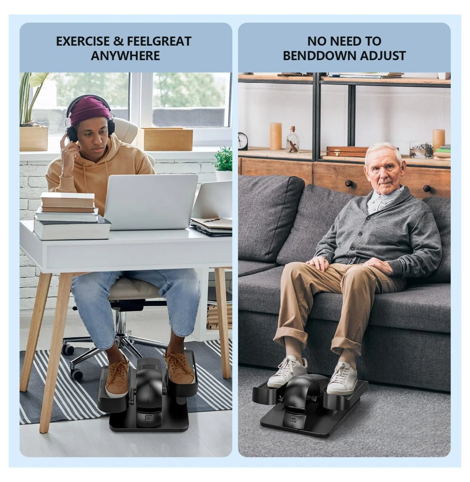 Under Desk Elliptical Machine for Home Ellipse Leg Exerciser for Seniors with Control Electric Seated Pedal Exerciser with 12 Adjustable Speeds