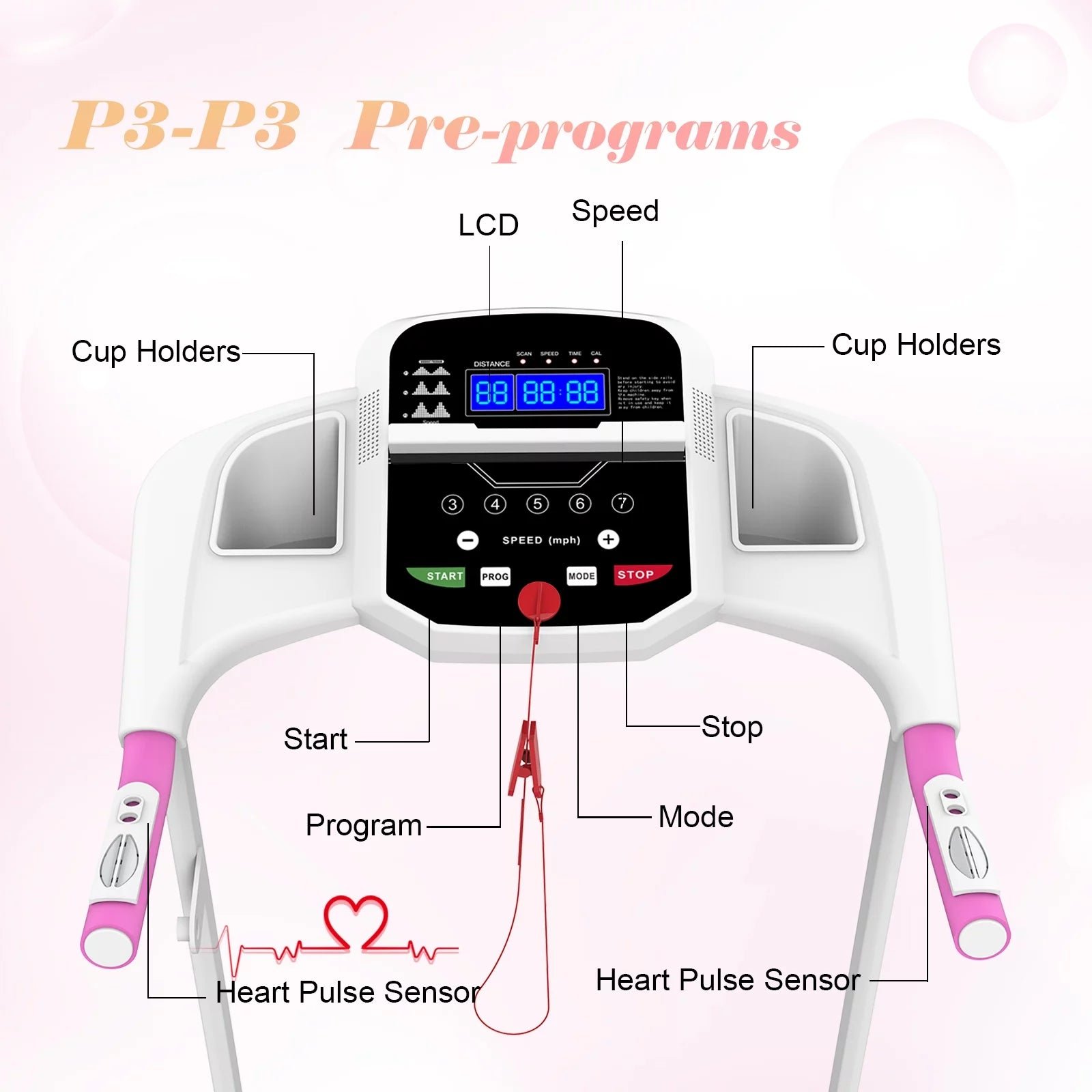 FYC Foldable Treadmills for Home, 2.5 HP, 7.5 MPH, Electric Running Treadmill Quiet Brushless Proform Treadmill for Home Gym, Running Machine with Hea