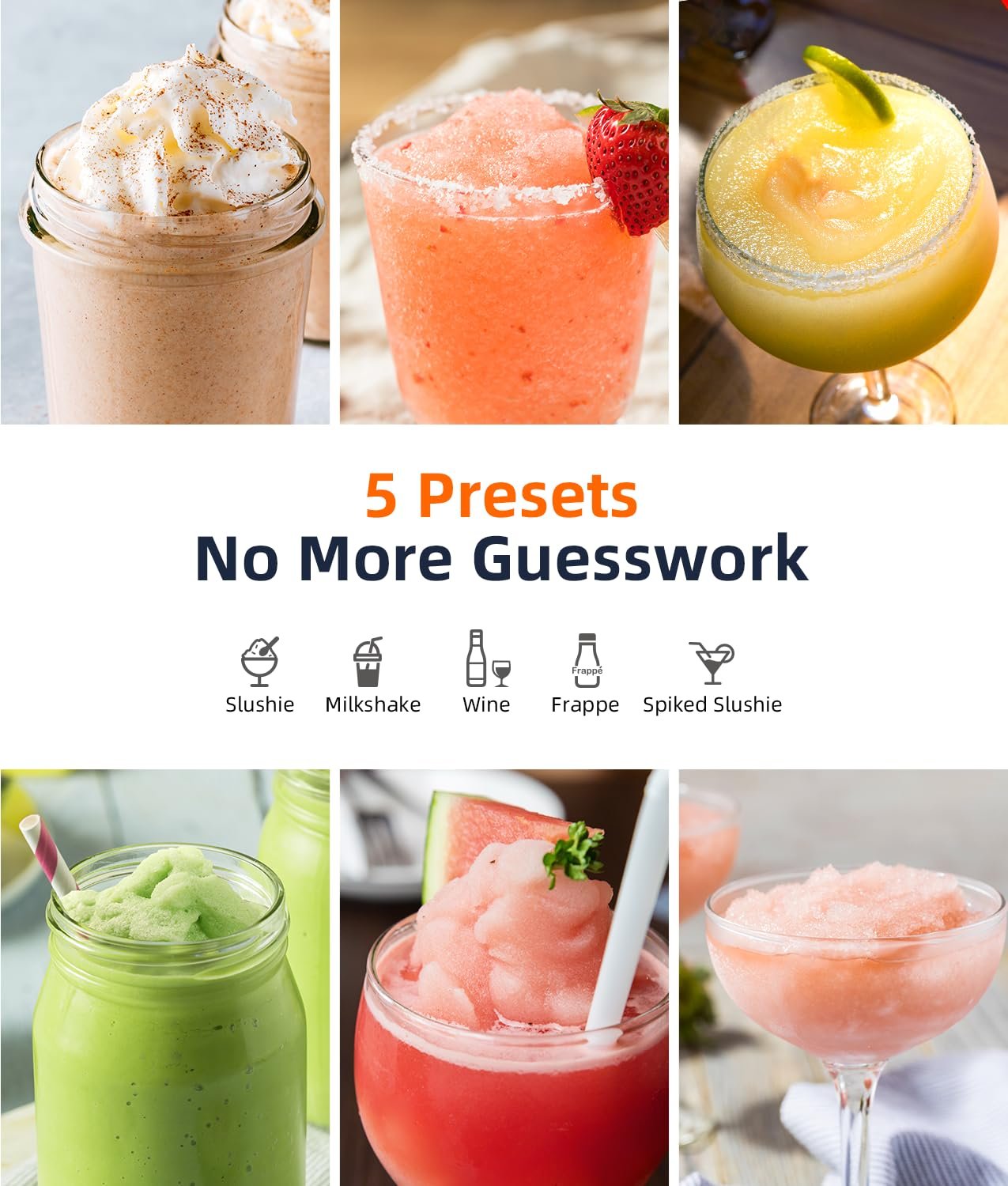 Slushie Machine,24-Hour Delay Start&Cold Retention, 68 oz Slushy Machine with Self-Cleaning Function, Frozen Drink Maker with 5 Preset Programs,Frozen