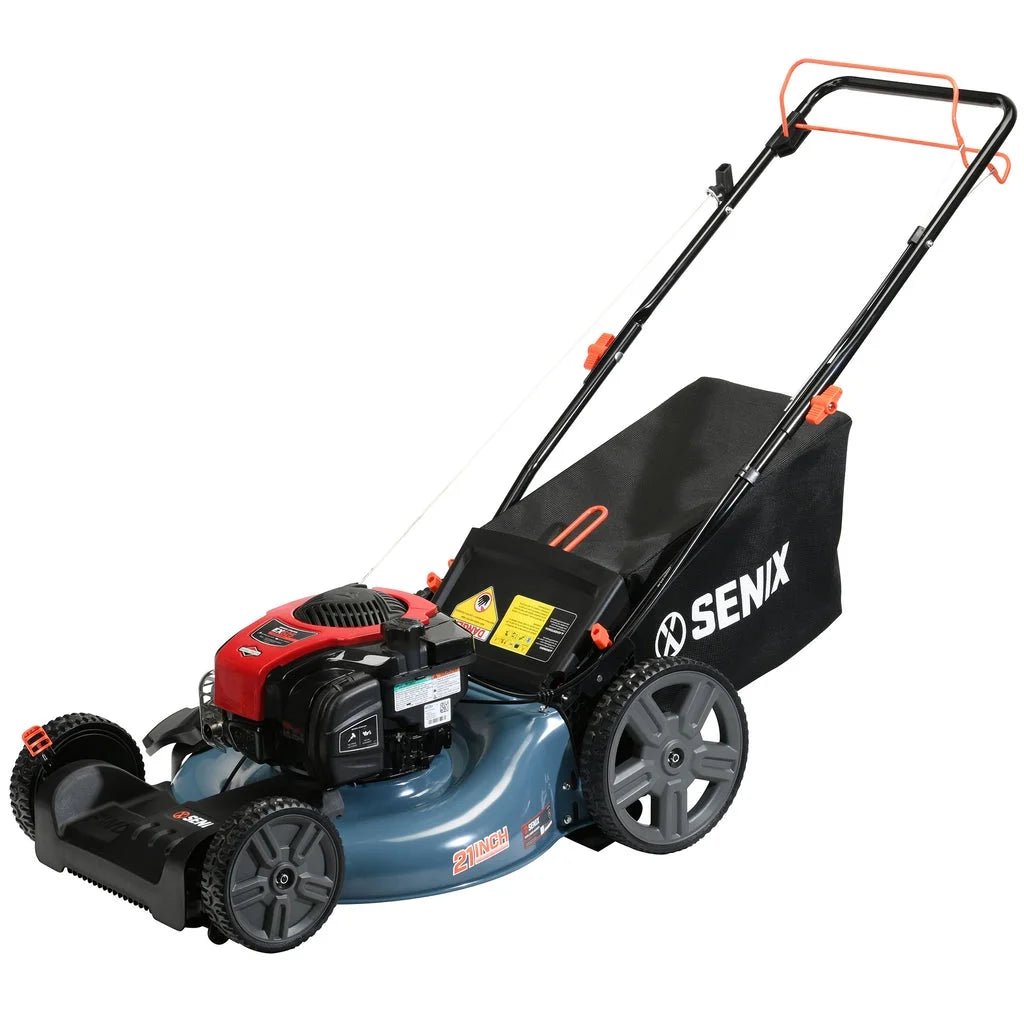 SENIX Self-Propelled Gas Lawn Mower, 21-Inch, 150 cc 4-Cycle Briggs & Stratton Engine, 3-In-1 Single Speed Lawnmower, 6-Position Height Adjustment wit