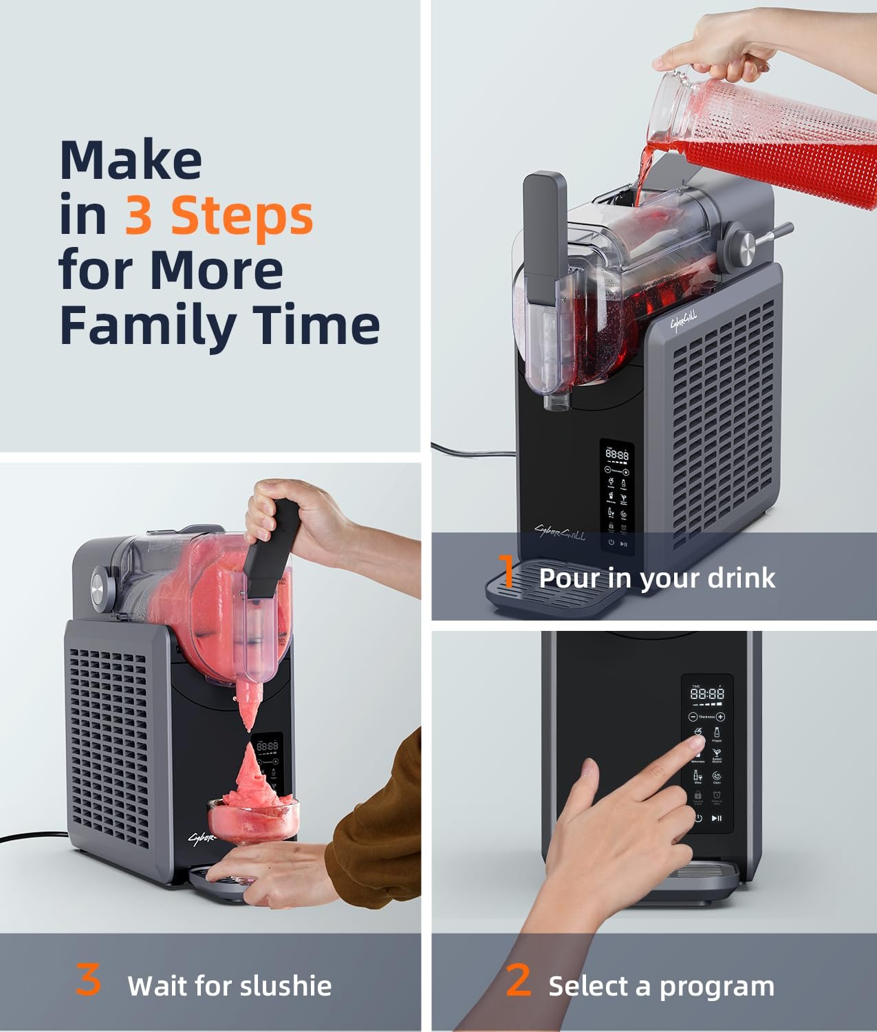 Slushie Machine,24-Hour Delay Start&Cold Retention, 68 oz Slushy Machine with Self-Cleaning Function, Frozen Drink Maker with 5 Preset Programs,Frozen