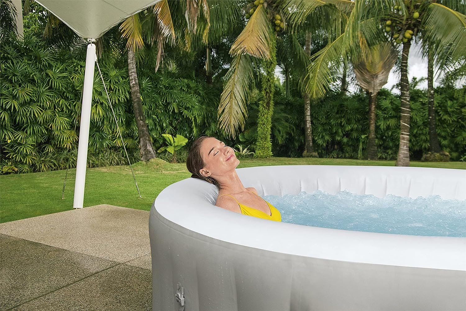 Inflatable Hot Tub Spa | Portable Hot Tub with Heated Water System and 140 Bubble Jets | Fits Up to 4 People - 4+ Capacity (Forest Green)