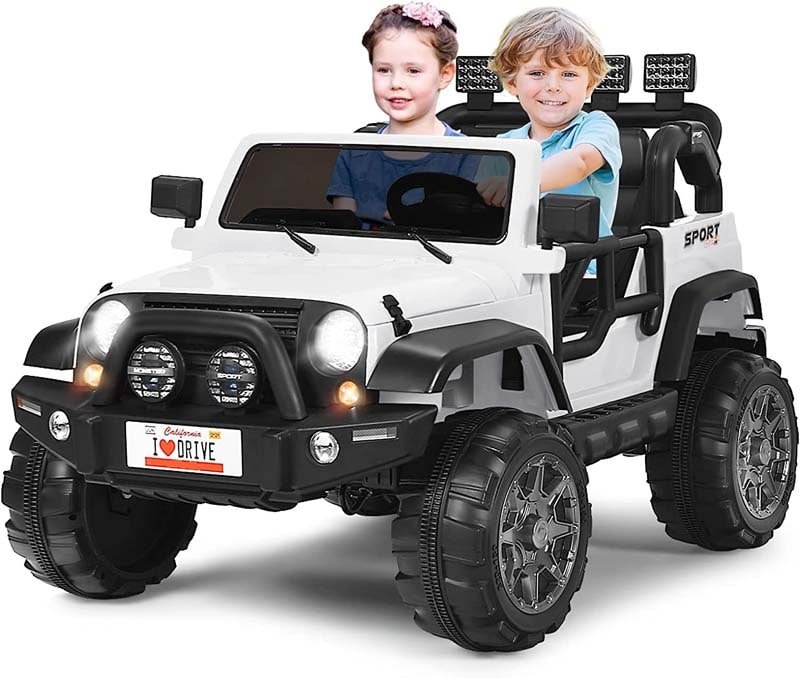 2-Seater Kids Ride on Truck, 12V Battery Electric Toddler Motorized Vehicles Riding Toy Car with Remote Control - White