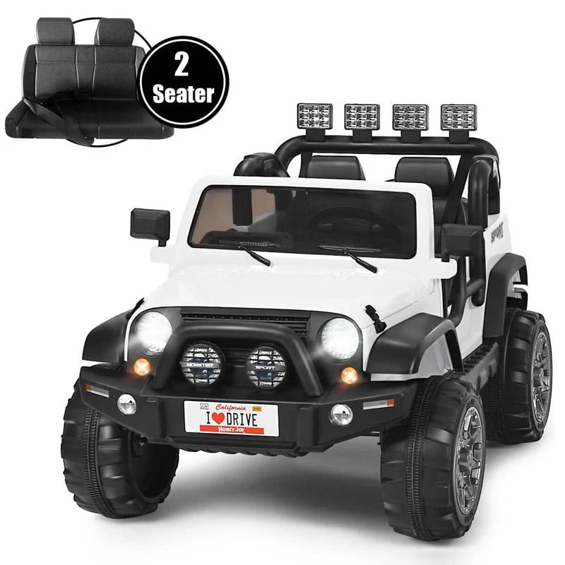 2-Seater Kids Ride on Truck, 12V Battery Electric Toddler Motorized Vehicles Riding Toy Car with Remote Control - White
