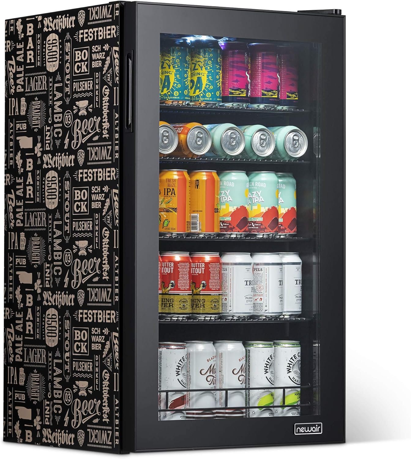 Beverage Refrigerator Cooler | 126 Cans Free Standing with Right Hinge Glass Door | Mini Fridge Beverage Organizer Perfect For Beer, Wine, Soda, And C