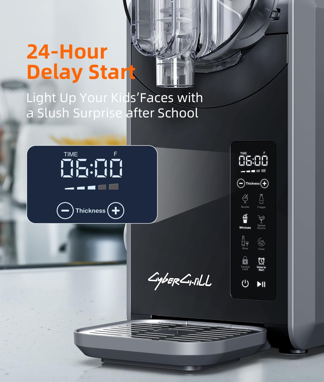 Slushie Machine,24-Hour Delay Start&Cold Retention, 68 oz Slushy Machine with Self-Cleaning Function, Frozen Drink Maker with 5 Preset Programs,Frozen
