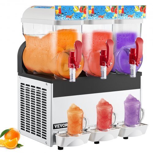 Commercial 3 Tanks Frozen Drink Slush Slushy Making Machine Smoothie Maker 45L - 3 x 12 L - Black
