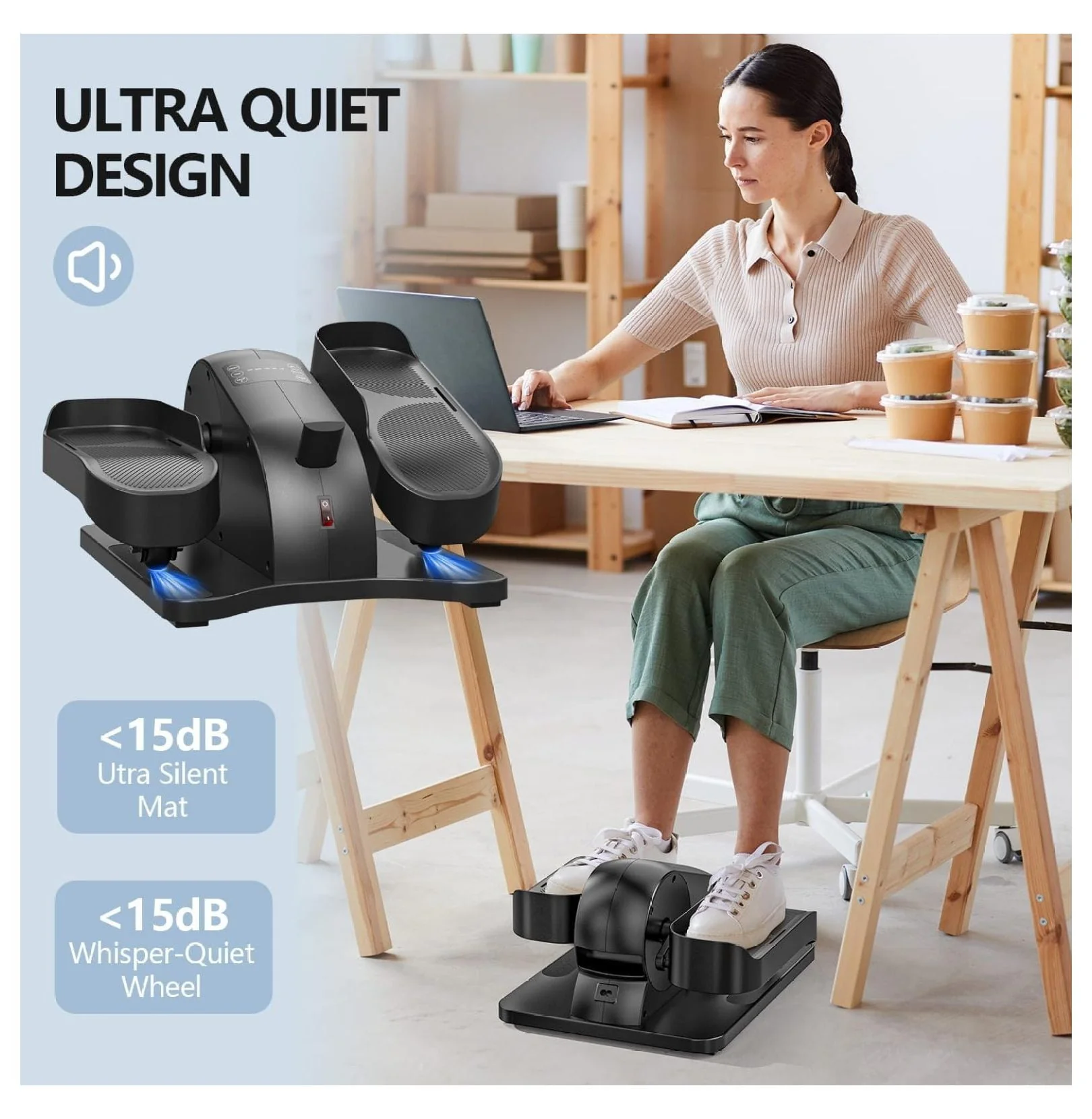 Under Desk Elliptical Machine for Home Ellipse Leg Exerciser for Seniors with Control Electric Seated Pedal Exerciser with 12 Adjustable Speeds