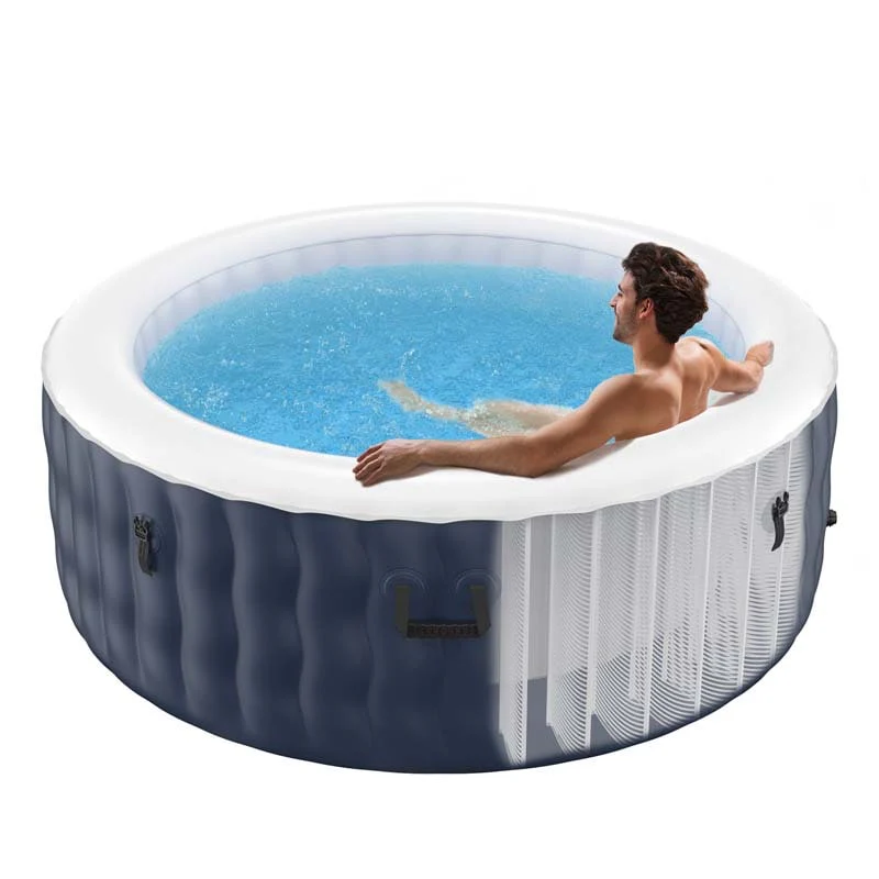 4-Person SaluSpa Inflatable Hot Tub Spa with 108 Massage Bubble Jets, Air Pump, Filter Cartridge & Cover, Portable Outdoor Blow Up Spa - Blue