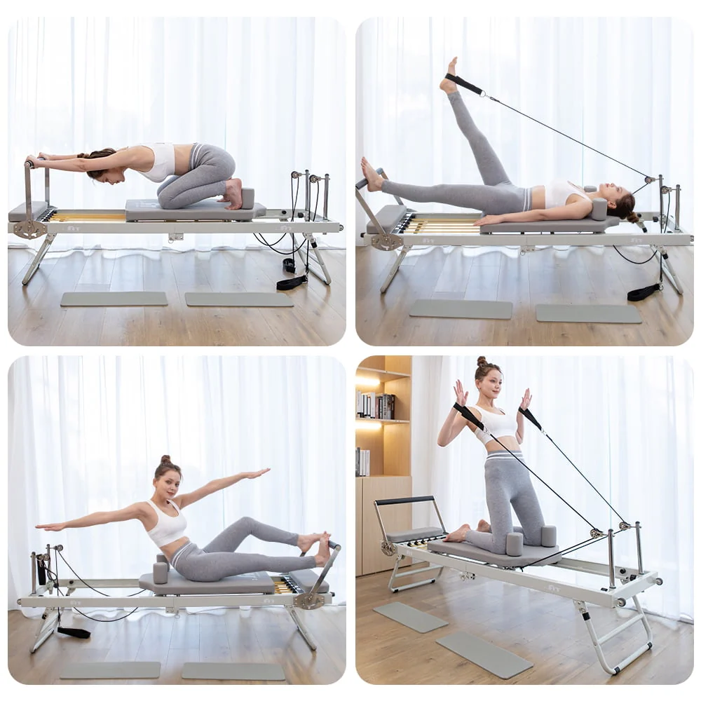ARKANTOS Foldable Pilates Reformer, Pilates Machine & Equipment for Home use - Black