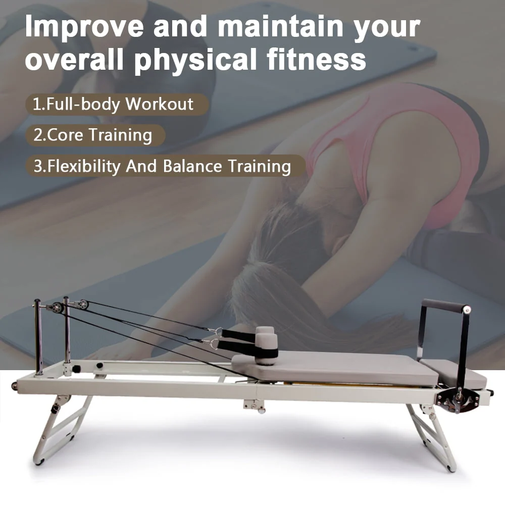 ARKANTOS Foldable Pilates Reformer, Pilates Machine & Equipment for Home use - Black