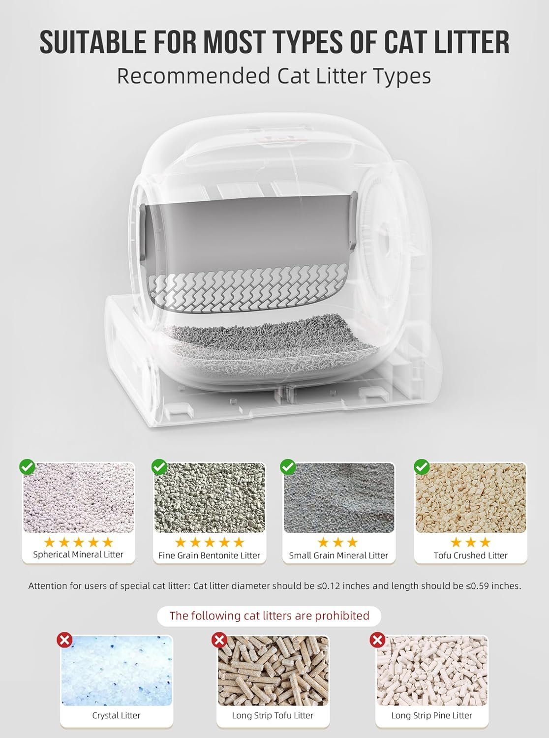 Self Cleaning Cat Litter Box, Automatic Cat Litter Box with Mat & Liners, 65L+9L Large Capacity Self Cleaning Litter Box, APP Control/Suitable for Mul