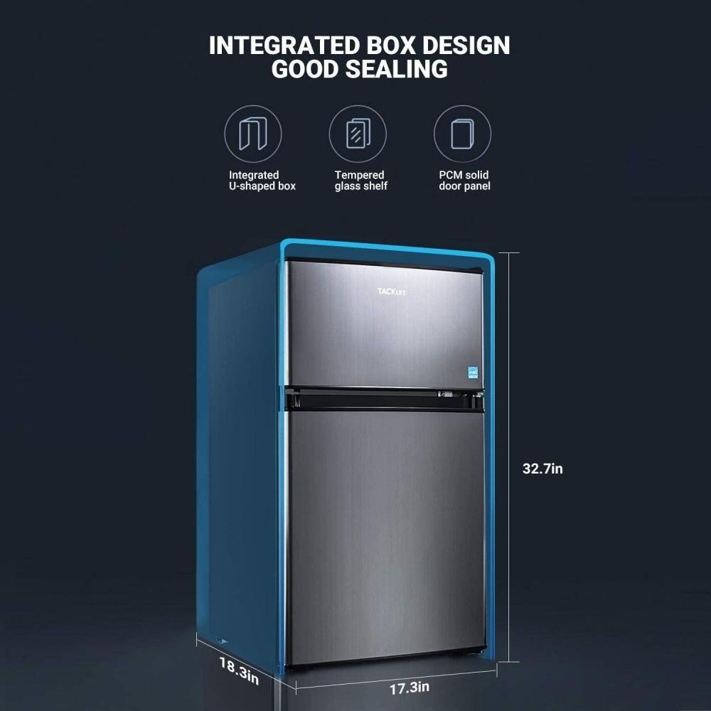 g Mini Fridge with Freezer, 3.1 Cu.Ft Small Refrigerator, Compact Refrigerator with LED Light, 2 doors, Mini Fridge for Bedroom, Office, Dorm, RV, Gar