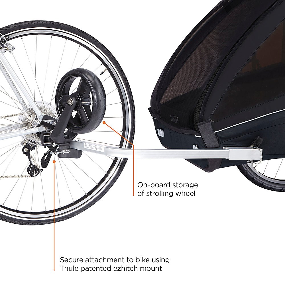 Thule - Coaster XT 2-Seat Bicycle Trailer and Stroller - Black