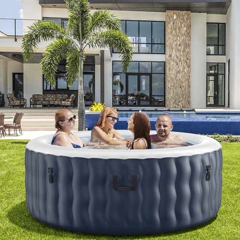 4-Person SaluSpa Inflatable Hot Tub Spa with 108 Massage Bubble Jets, Air Pump, Filter Cartridge & Cover, Portable Outdoor Blow Up Spa - Blue