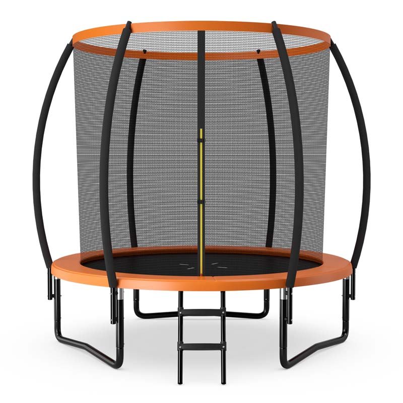 8/10/12FT ASTM Approved Outdoor Large Recreational Trampoline with Ladder & Enclosure Net Safety Pad - Black - 8FT