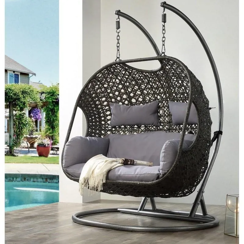 2025 Patio wicker swing chair - Brown