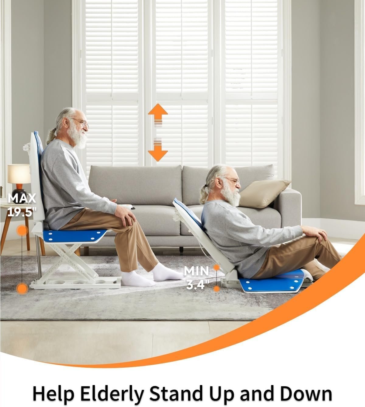 Electric Chair Lift, Get Up from Floor, Floor Lift for Elderly, Can be Raised to 20 ? Help You Stand Up Again, Support Up to 300 LBS, Item Weight 30 L