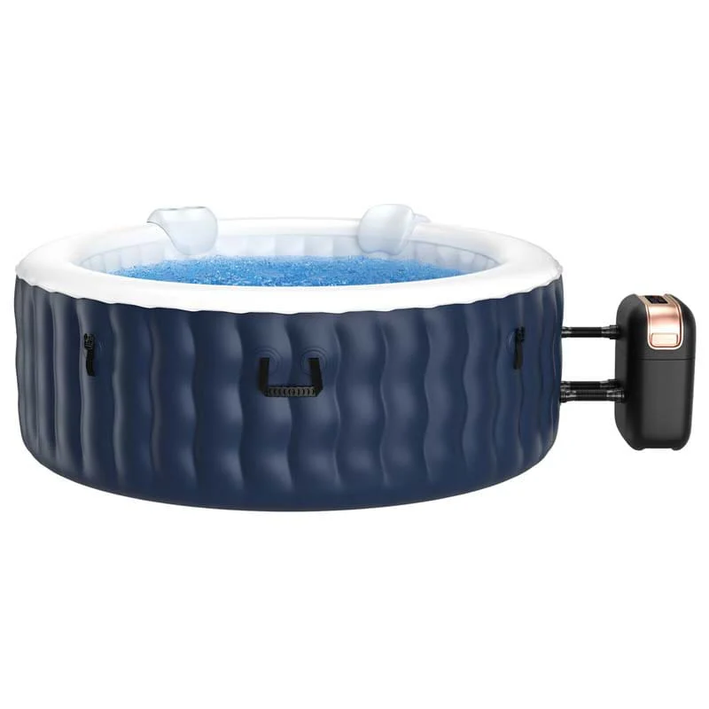 4-Person SaluSpa Inflatable Hot Tub Spa with 108 Massage Bubble Jets, Air Pump, Filter Cartridge & Cover, Portable Outdoor Blow Up Spa - Blue