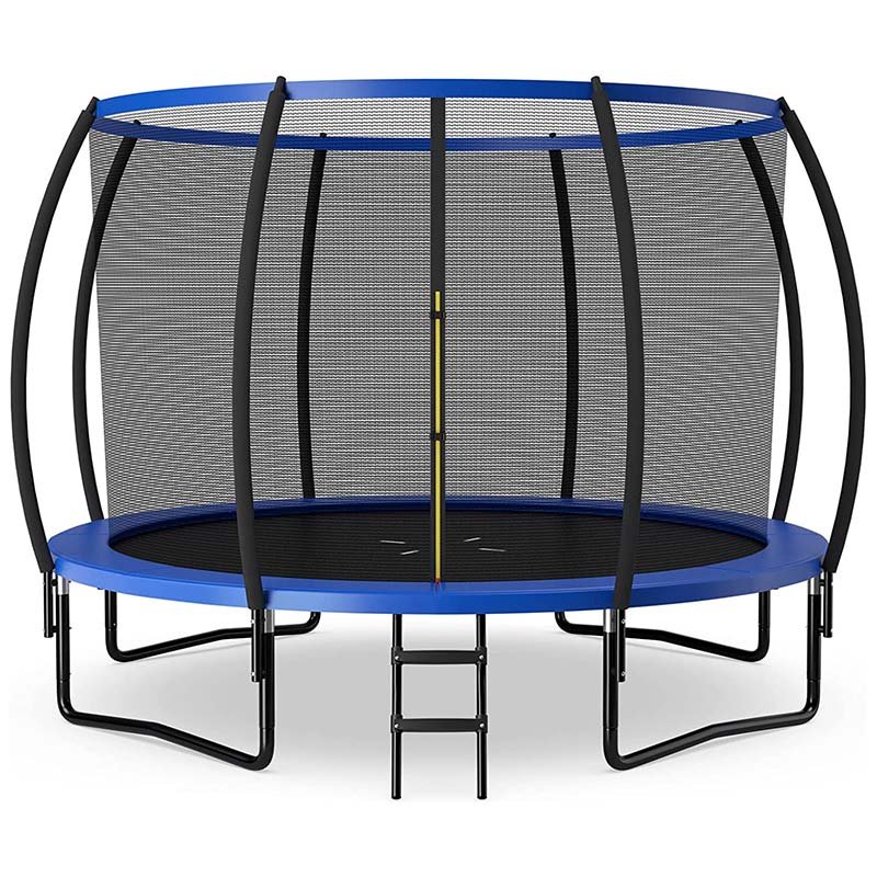 8/10/12FT ASTM Approved Outdoor Large Recreational Trampoline with Ladder & Enclosure Net Safety Pad - Black - 8FT