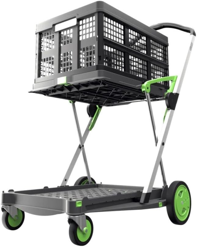 Multi use Functional Collapsible carts | Mobile Folding Trolley | Shopping cart with Storage Crate (Black) - Pink