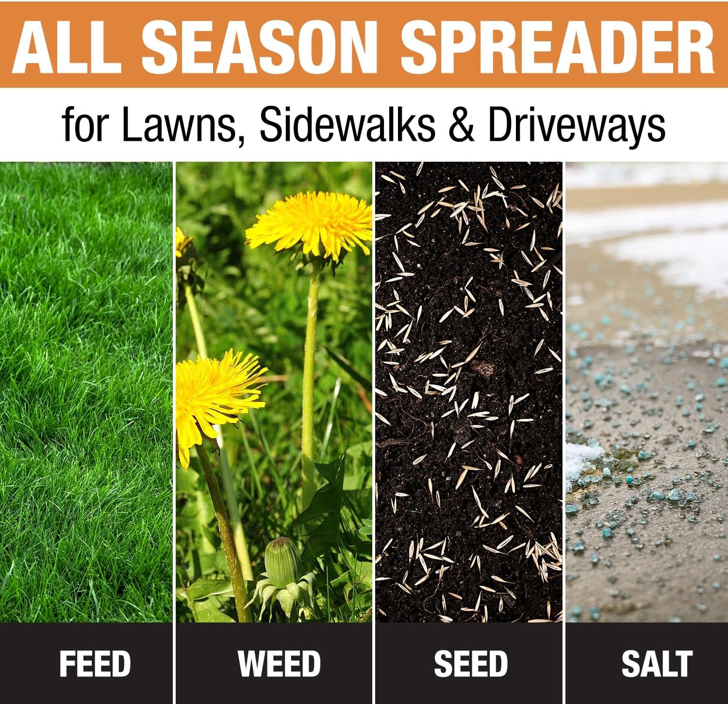 Multi-Purpose Walk Behind Push Spreader 3039632R Grounds Keeper, 100 Pound Capacity, Multi Use Tool for Grass Seed, Salt, De-Icer, Fertilizer and Seed