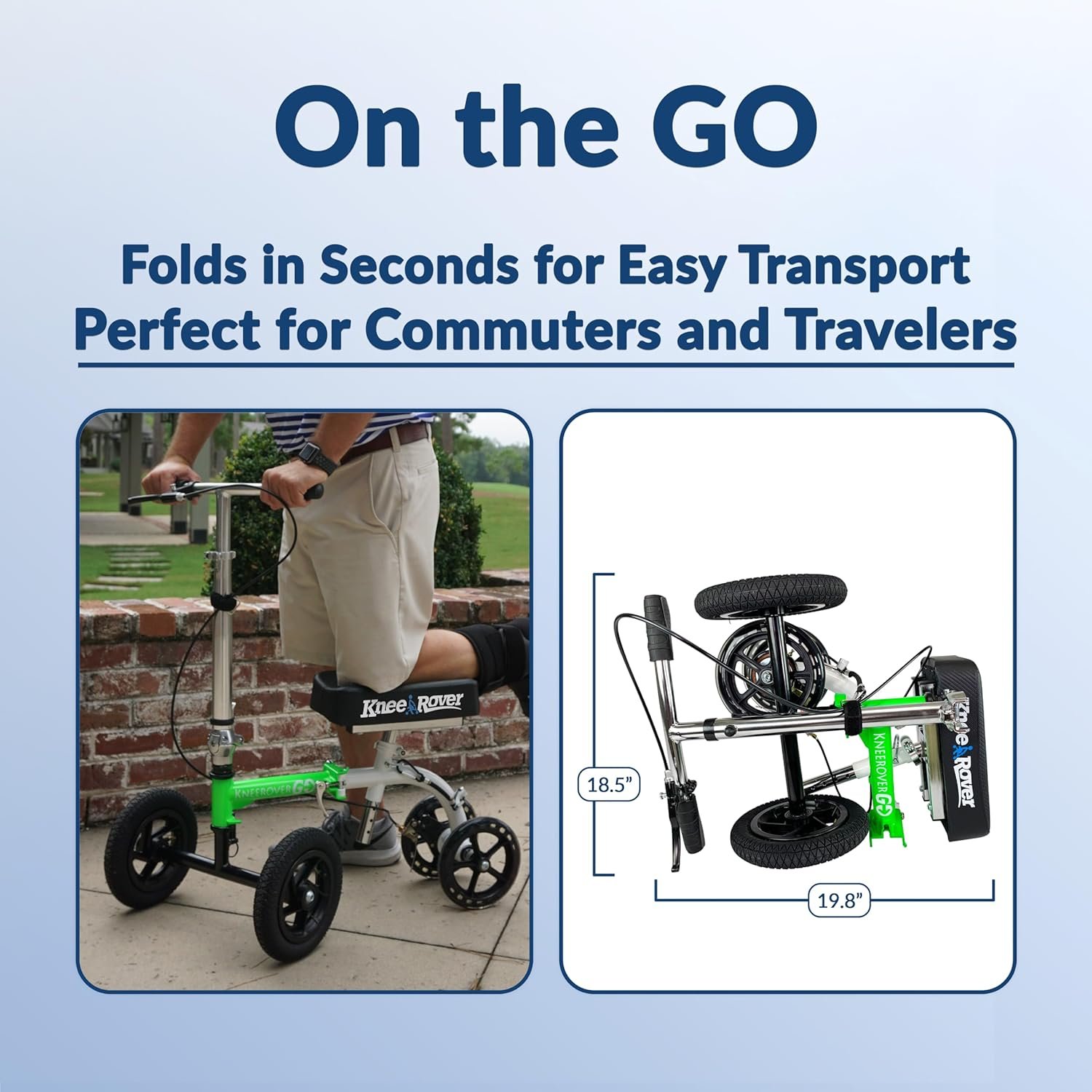 Hybrid - Most Compact All Terrain Knee Scooter for Adults for Foot Surgery Heavy Duty Knee Walker for Broken Ankle Foot Injuries Recovery Leg Scooter 