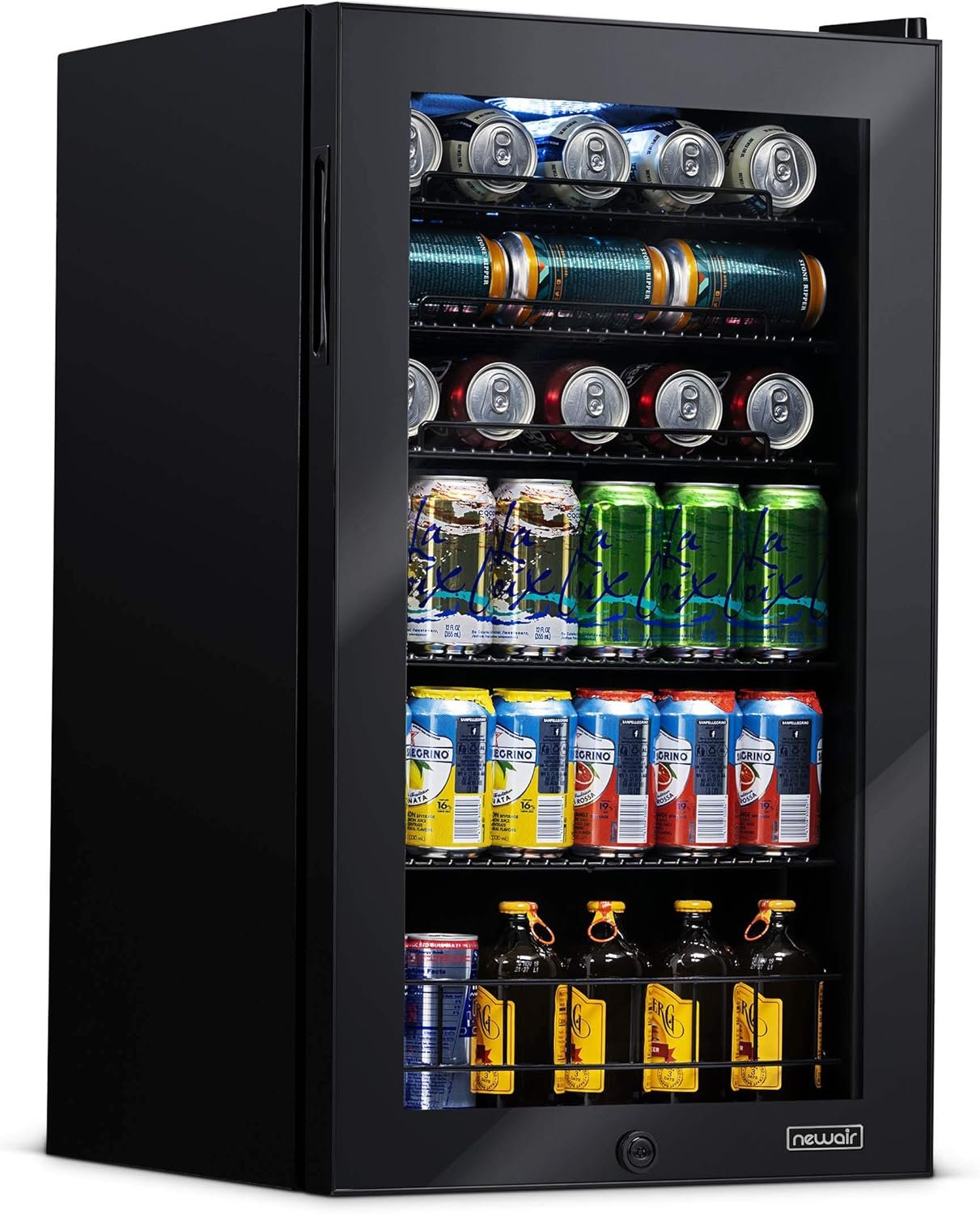 Beverage Refrigerator Cooler | 126 Cans Free Standing with Right Hinge Glass Door | Mini Fridge Beverage Organizer Perfect For Beer, Wine, Soda, And C
