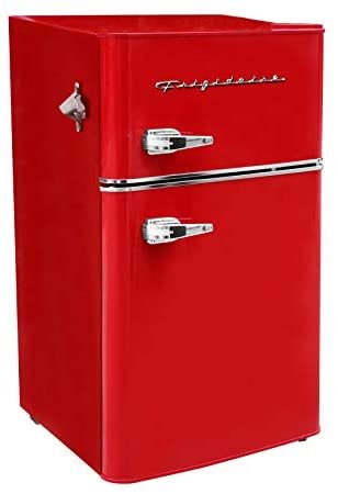 Frigidaire EFR840-RED 3.2 Cu Ft Red 2 Door Retro Bar Fridge with Side Bottle Opener - Red