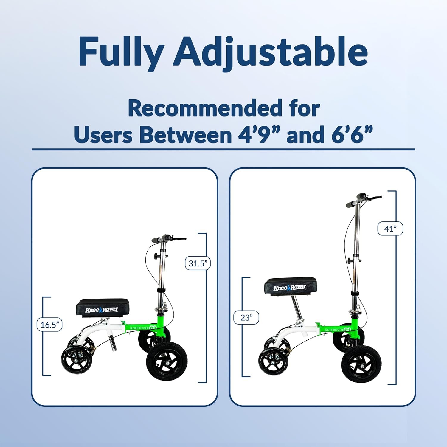 Hybrid - Most Compact All Terrain Knee Scooter for Adults for Foot Surgery Heavy Duty Knee Walker for Broken Ankle Foot Injuries Recovery Leg Scooter 