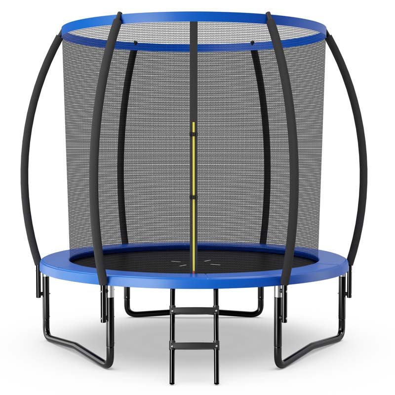 8/10/12FT ASTM Approved Outdoor Large Recreational Trampoline with Ladder & Enclosure Net Safety Pad - Black - 8FT