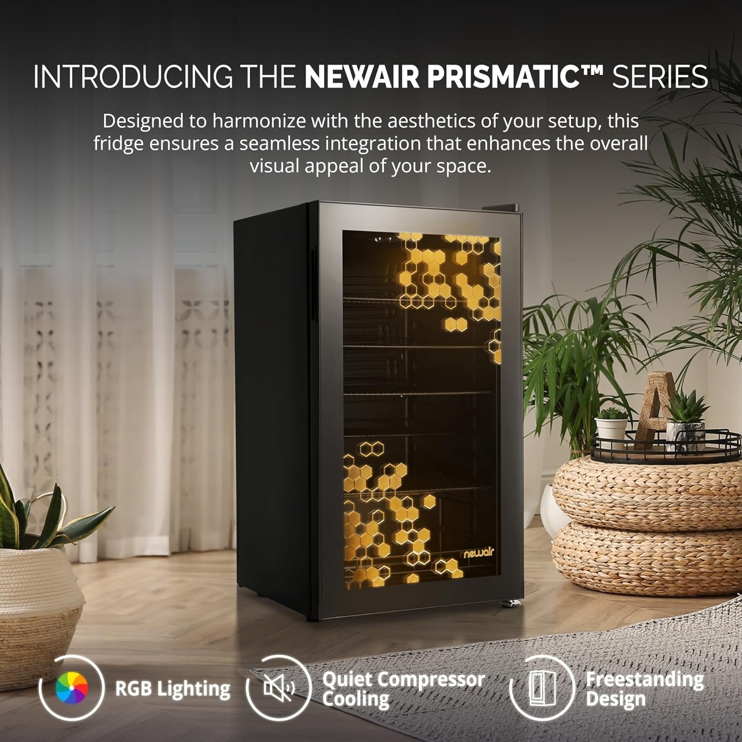 Beverage Refrigerator Cooler | 126 Cans Free Standing with Right Hinge Glass Door | Mini Fridge Beverage Organizer Perfect For Beer, Wine, Soda, And C