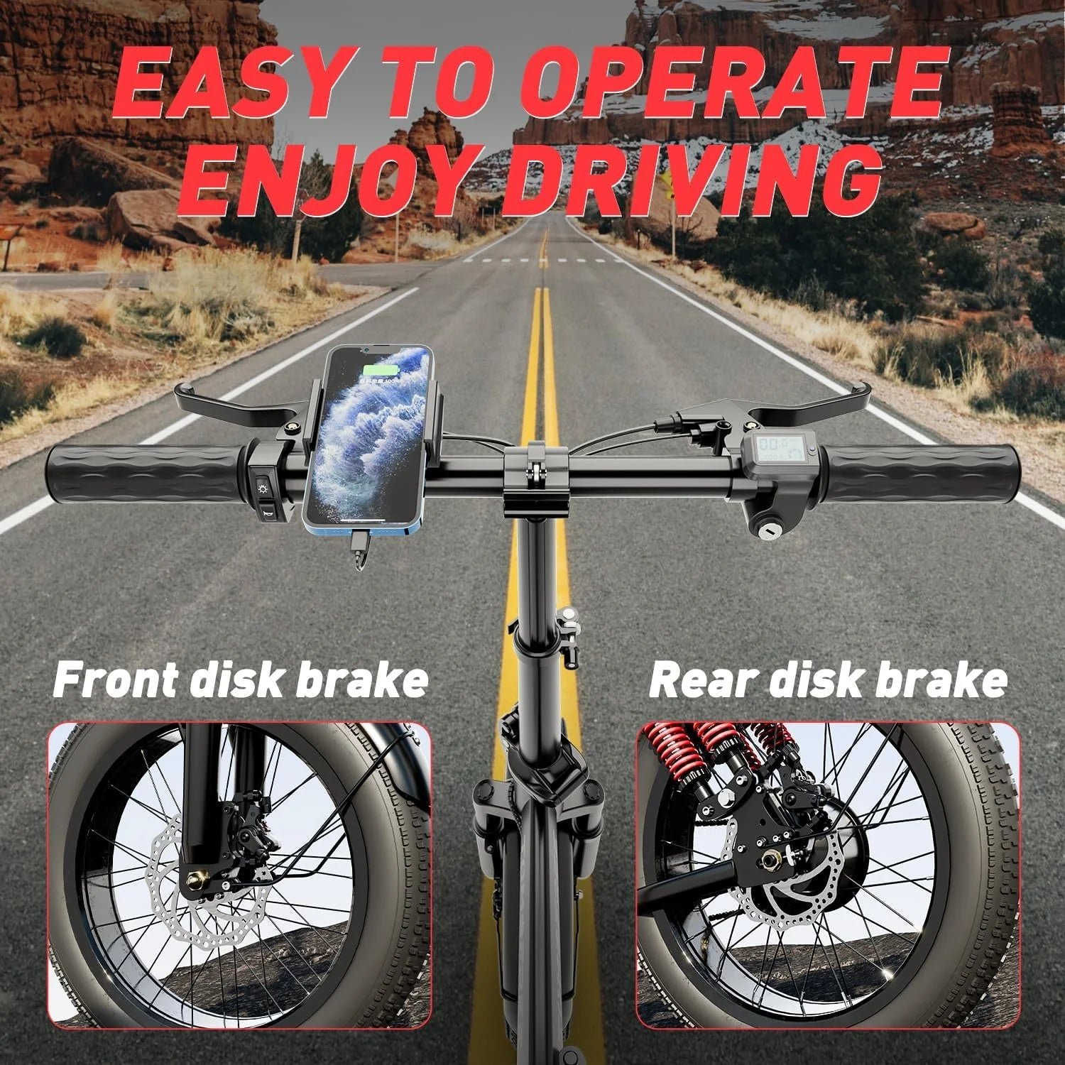 T1 Electric Bike for Adults 1200W Motor, 31MPH, 48V 20AH Folding E-Bike,16 * 3 Tire Mountain Snow Bike LED Display 330lbs Load Capacity - Tomofree Bla