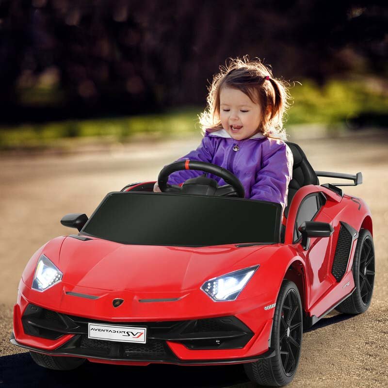 Licensed Lamborghini SVJ Kids Ride-On Car, 12V Battery Powered Sports Car Toy with Trunk & Remote - Red